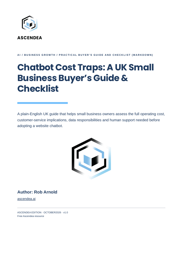 Cover of Chatbot Cost Traps: A UK Small Business Buyer’s Guide & Checklist