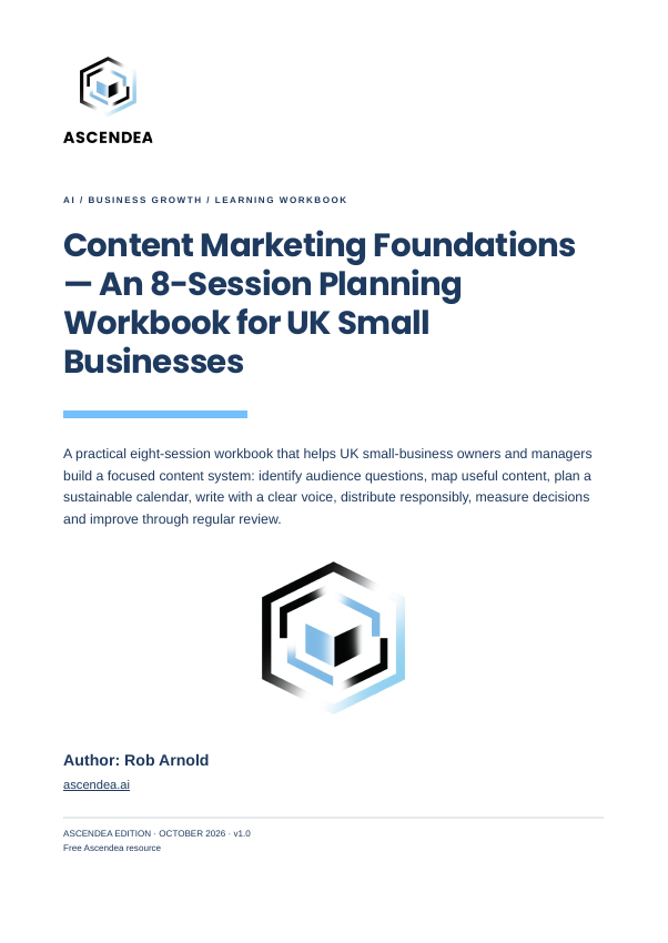 Cover of Content Marketing Foundations — An 8-Session Planning Workbook for UK Small Businesses