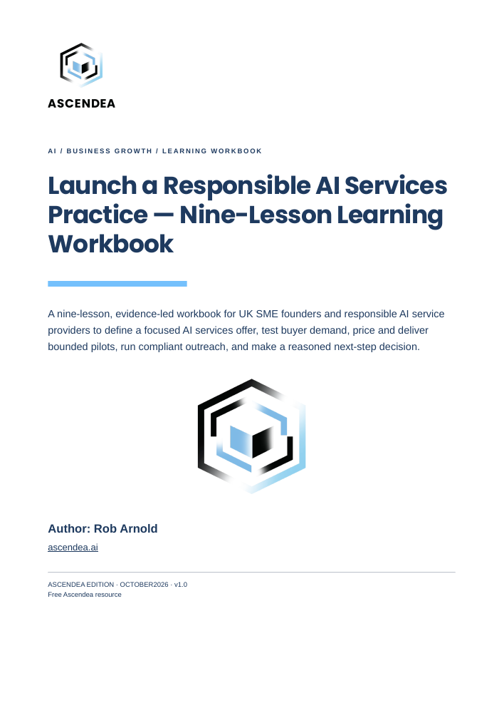 Cover of Launch a Responsible AI Services Practice — Nine-Lesson Learning Workbook