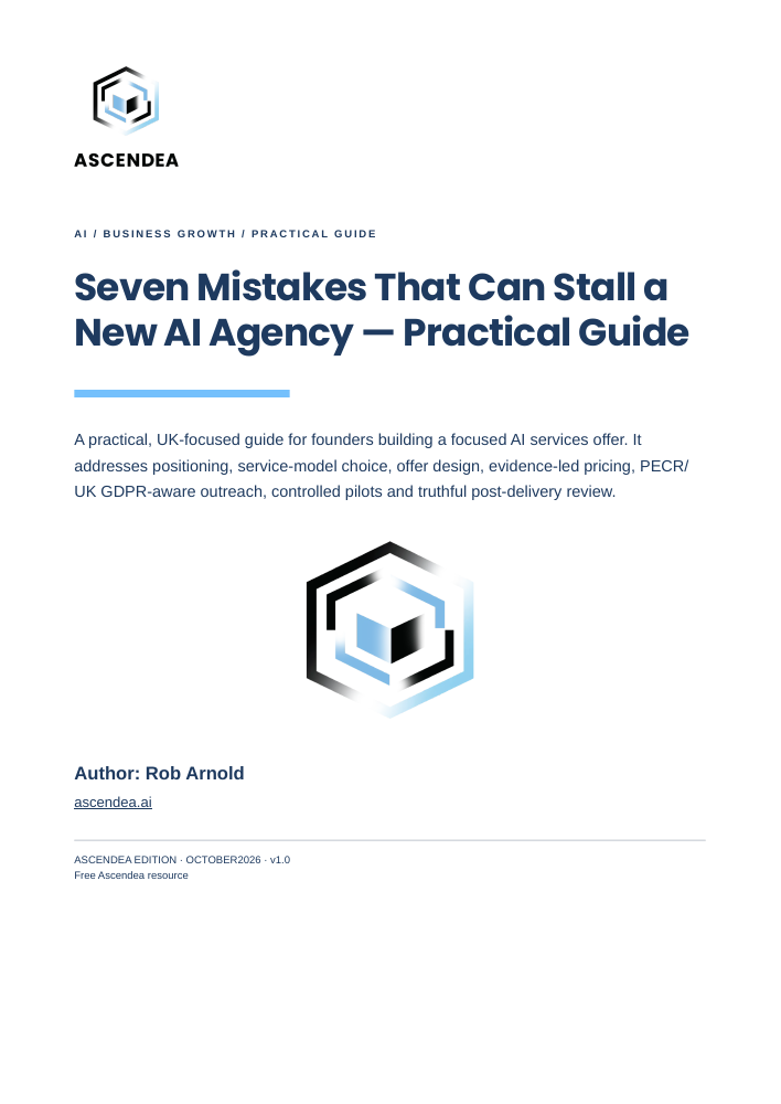 Cover of Seven Mistakes That Can Stall a New AI Agency — Practical Guide