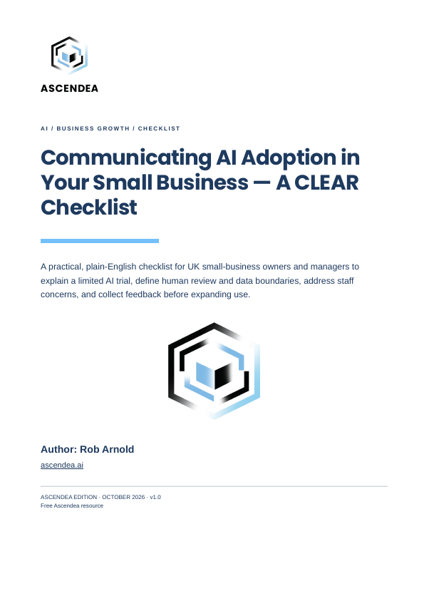 Cover of Communicating AI Adoption in Your Small Business — A CLEAR Checklist