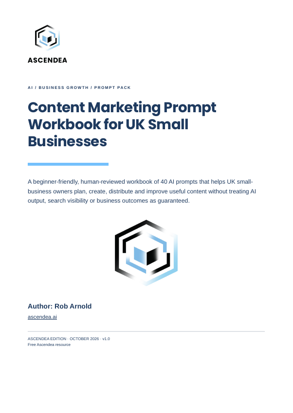 Cover of Content Marketing Prompt Workbook for UK Small Businesses