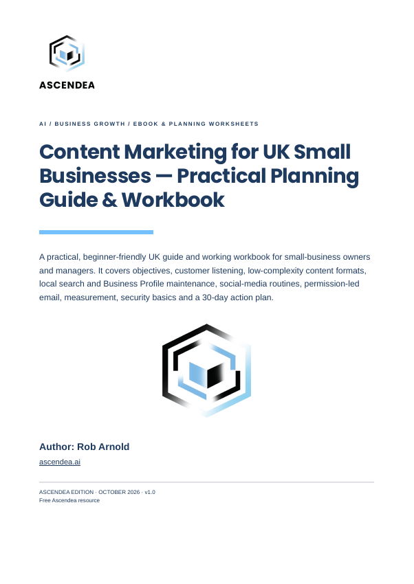 Cover of Content Marketing for UK Small Businesses — Practical Planning Guide & Workbook