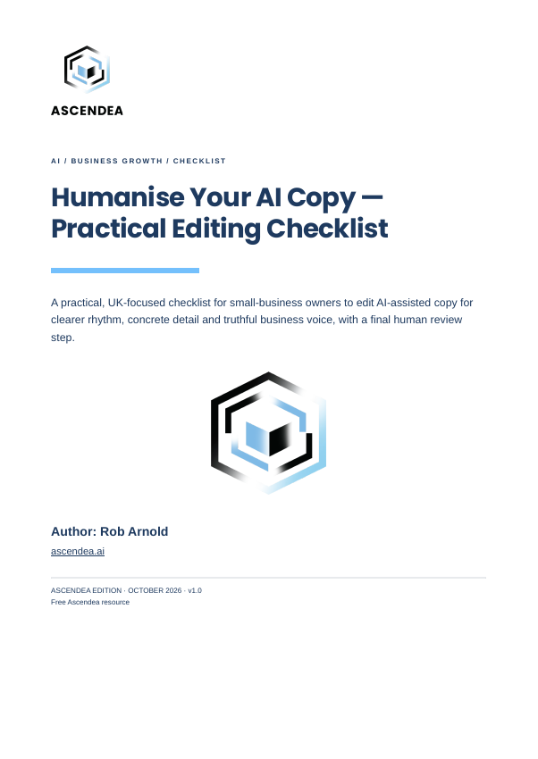 Cover of Humanise Your AI Copy — Practical Editing Checklist