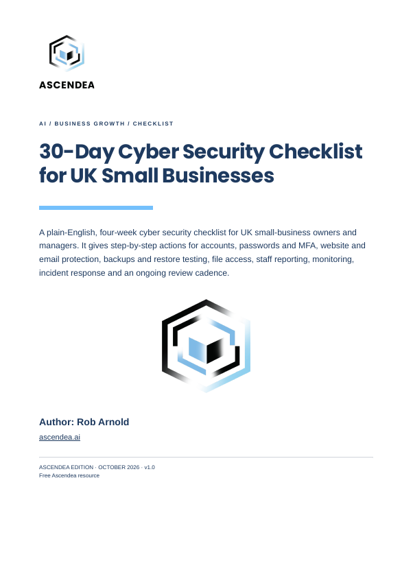 Cover of 30-Day Cyber Security Checklist for UK Small Businesses