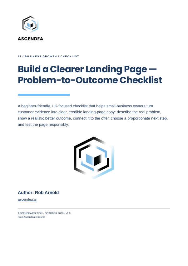 Cover of Build a Clearer Landing Page — Problem-to-Outcome Checklist