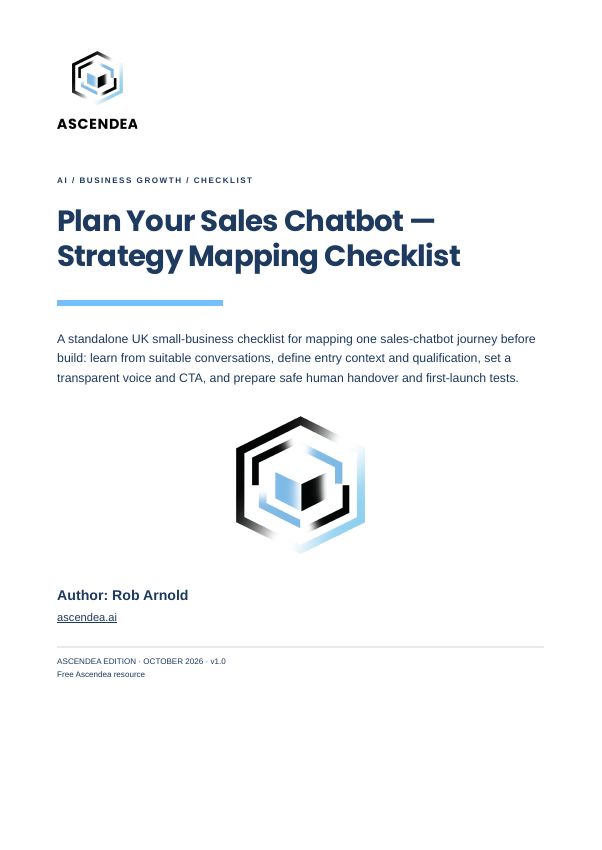 Cover of Plan Your Sales Chatbot — Strategy Mapping Checklist