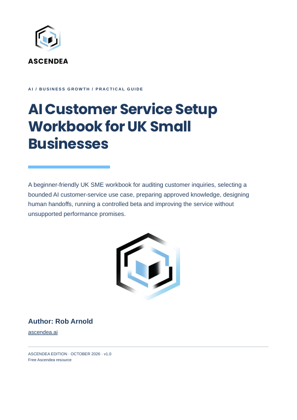 Cover of AI Customer Service Setup Workbook for UK Small Businesses