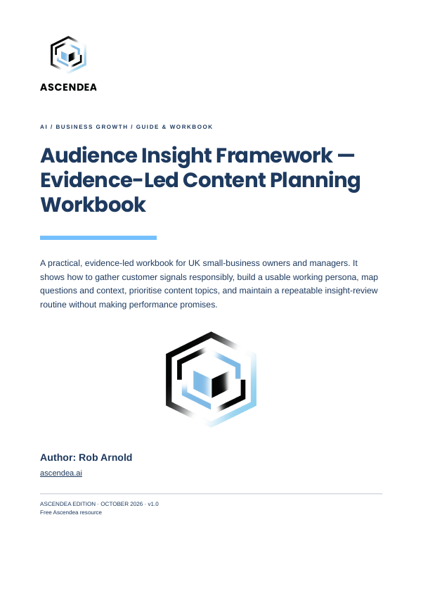 Cover of Audience Insight Framework — Evidence-Led Content Planning Workbook