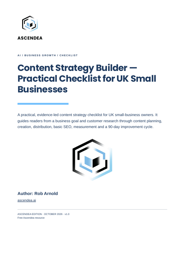 Cover of Content Strategy Builder — Practical Checklist for UK Small Businesses