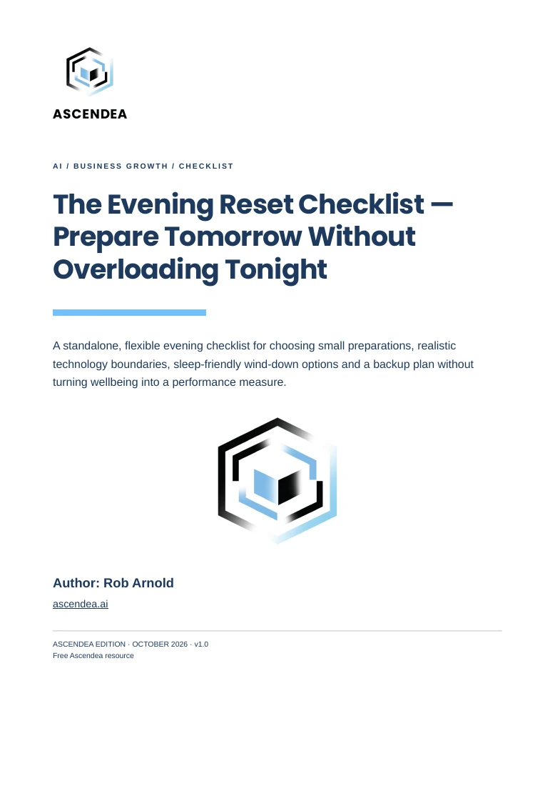 Cover of The Evening Reset Checklist — Prepare Tomorrow Without Overloading Tonight