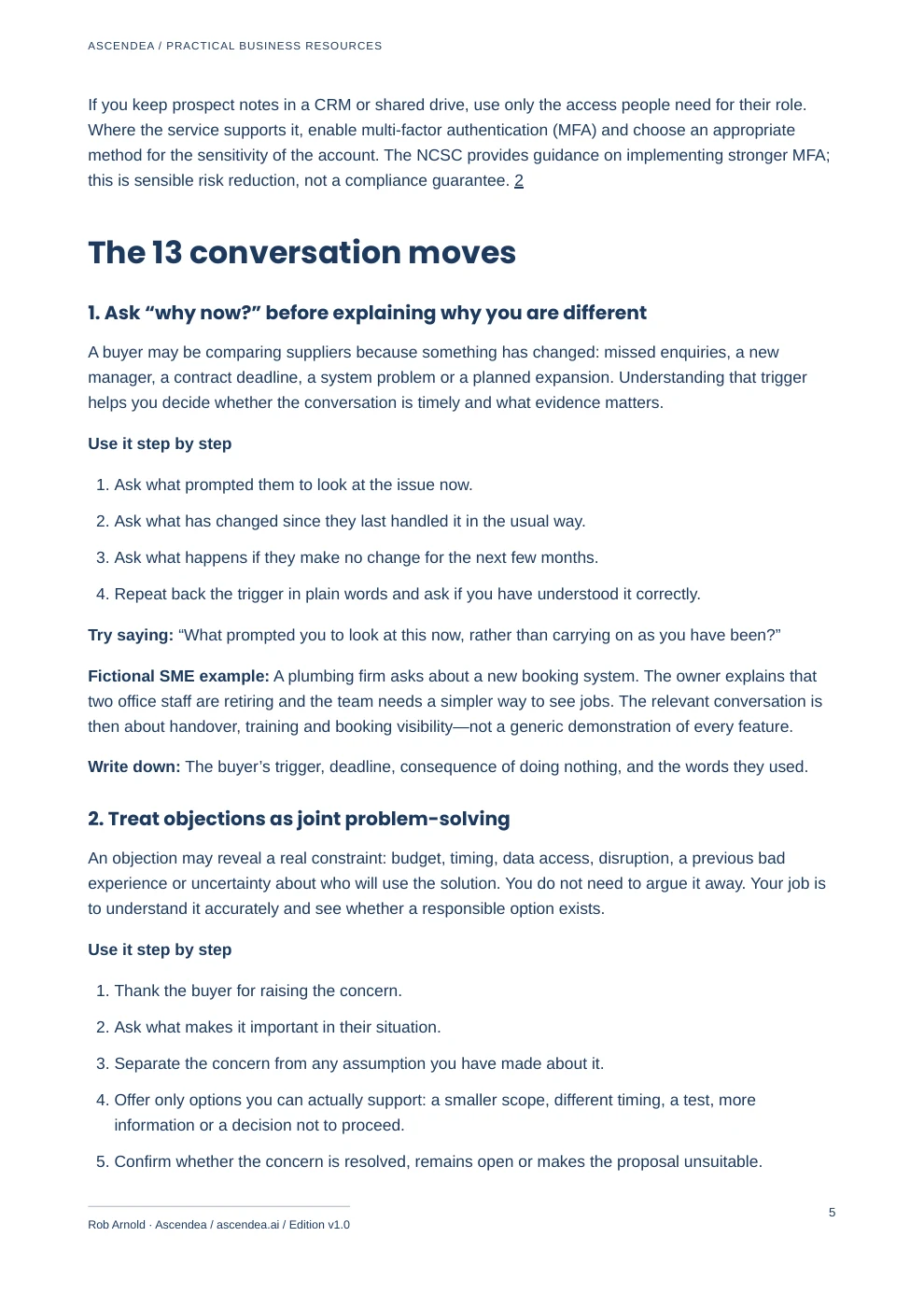 Preview of PDF page 5 from 13 Sales Conversation Moves for UK Small Businesses