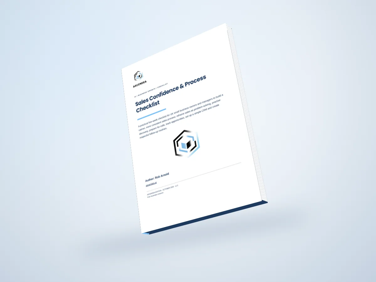 Digital 3D book mockup of Sales Confidence & Process Checklist