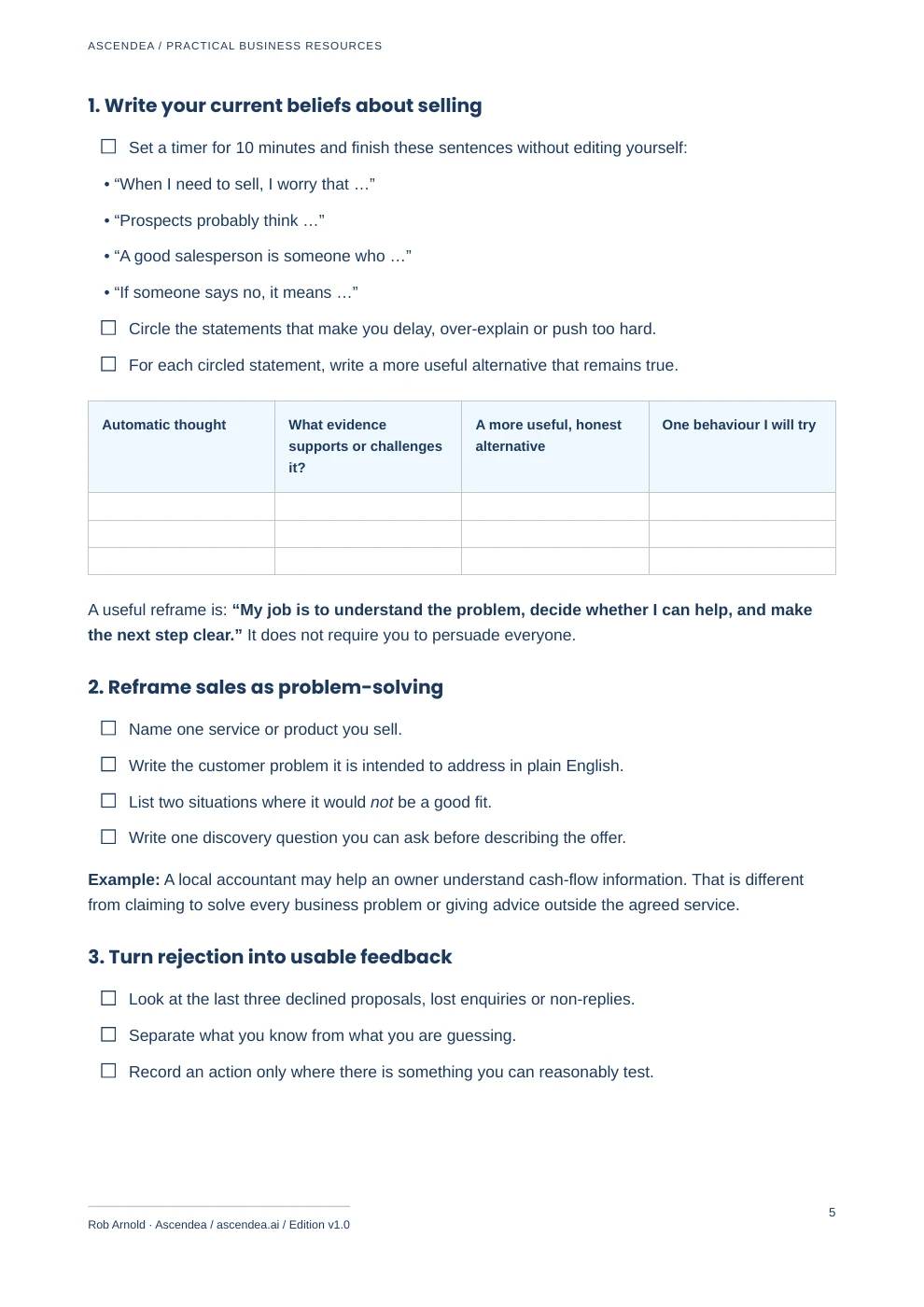 Preview of PDF page 5 from Sales Confidence & Process Checklist