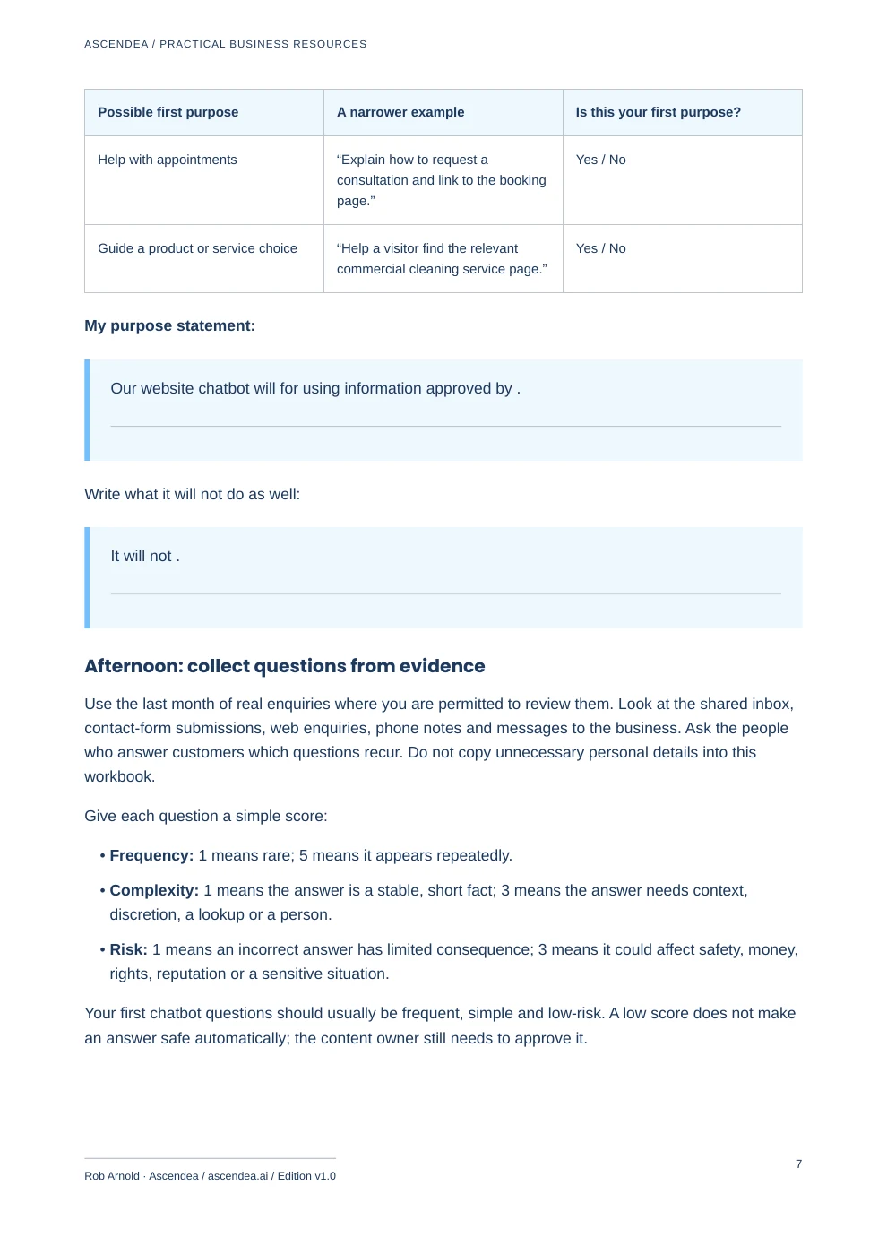Preview of PDF page 7 from 5-Day Website Chatbot Implementation Workbook