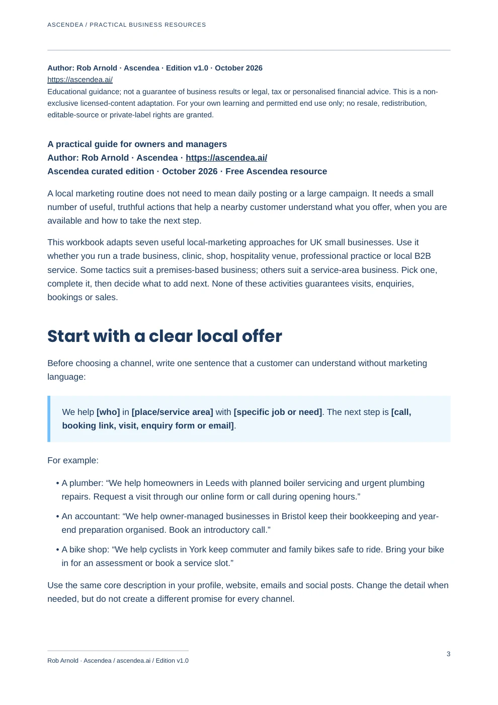 Preview of PDF page 3 from Local Marketing for Busy UK Small Businesses: 7 Practical Tactics & Action Workbook