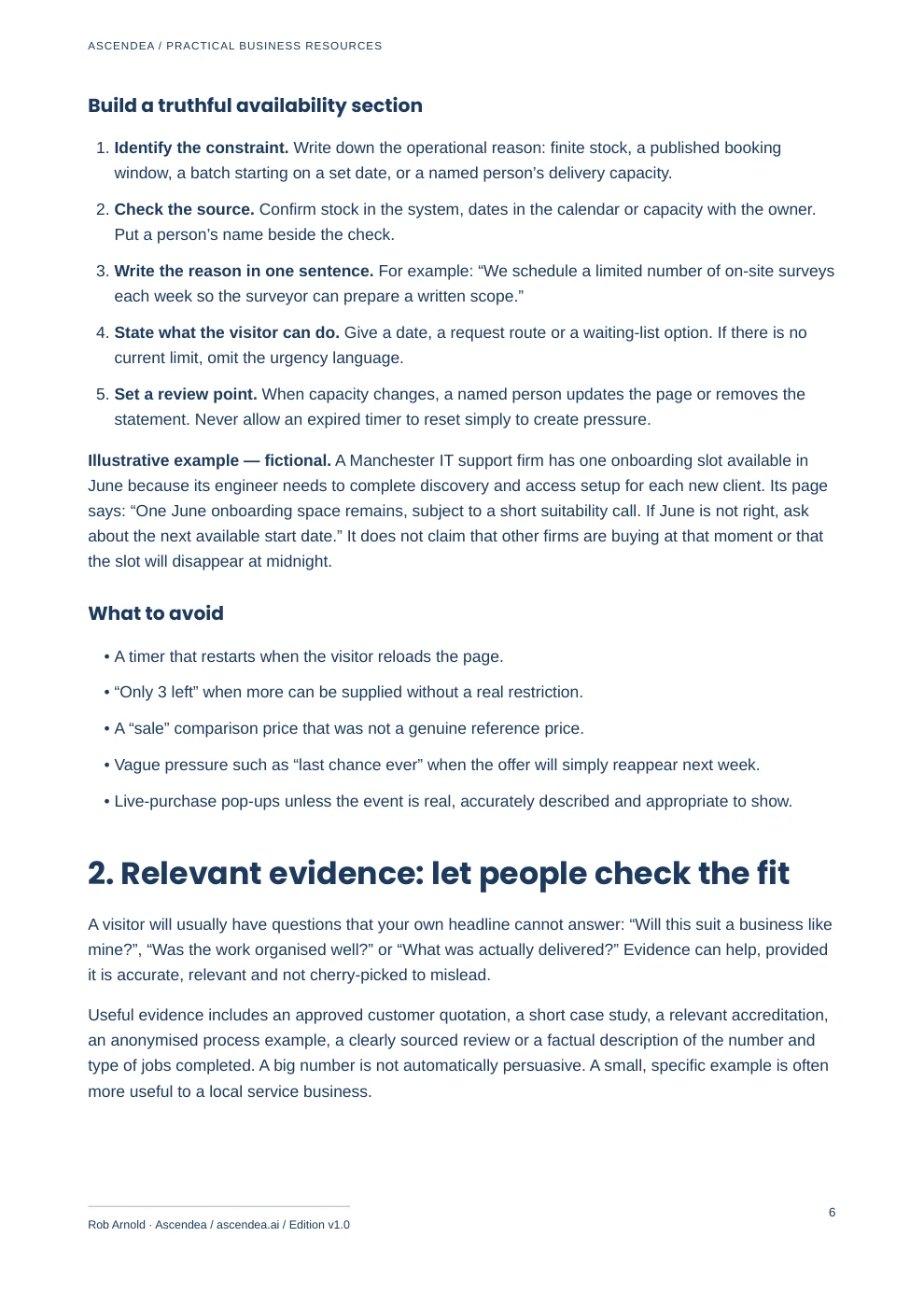 Preview of PDF page 6 from Landing Page Trust & Clarity Playbook