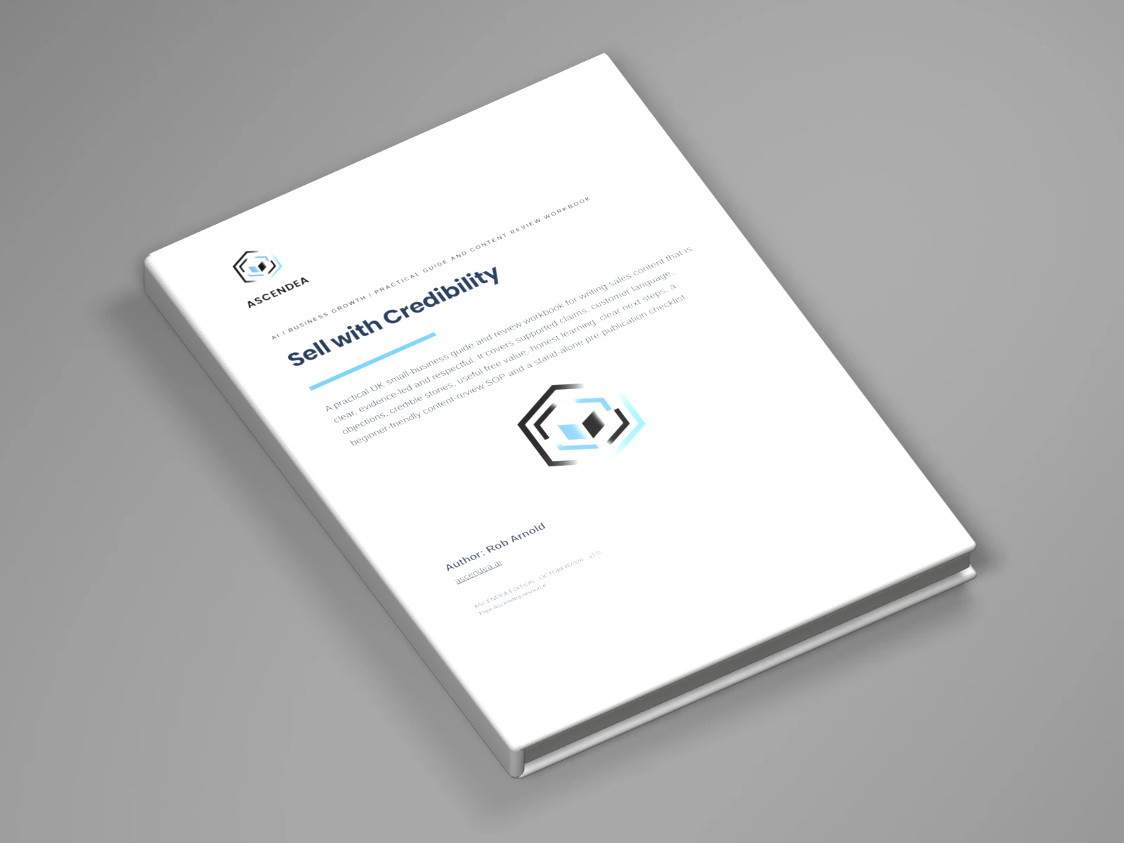 3D digital book mockup of Sell with Credibility