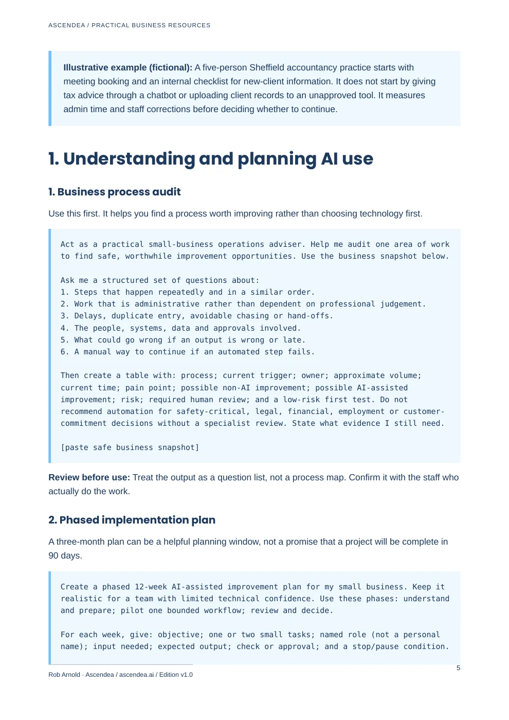 Preview of PDF page 5 from AI Prompts for Everyday Small-Business Operations