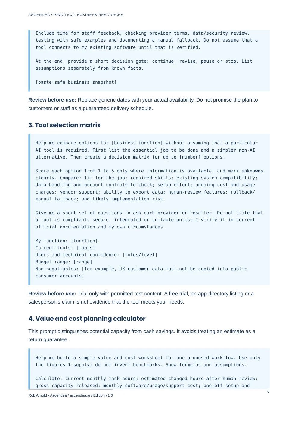 Preview of PDF page 6 from AI Prompts for Everyday Small-Business Operations