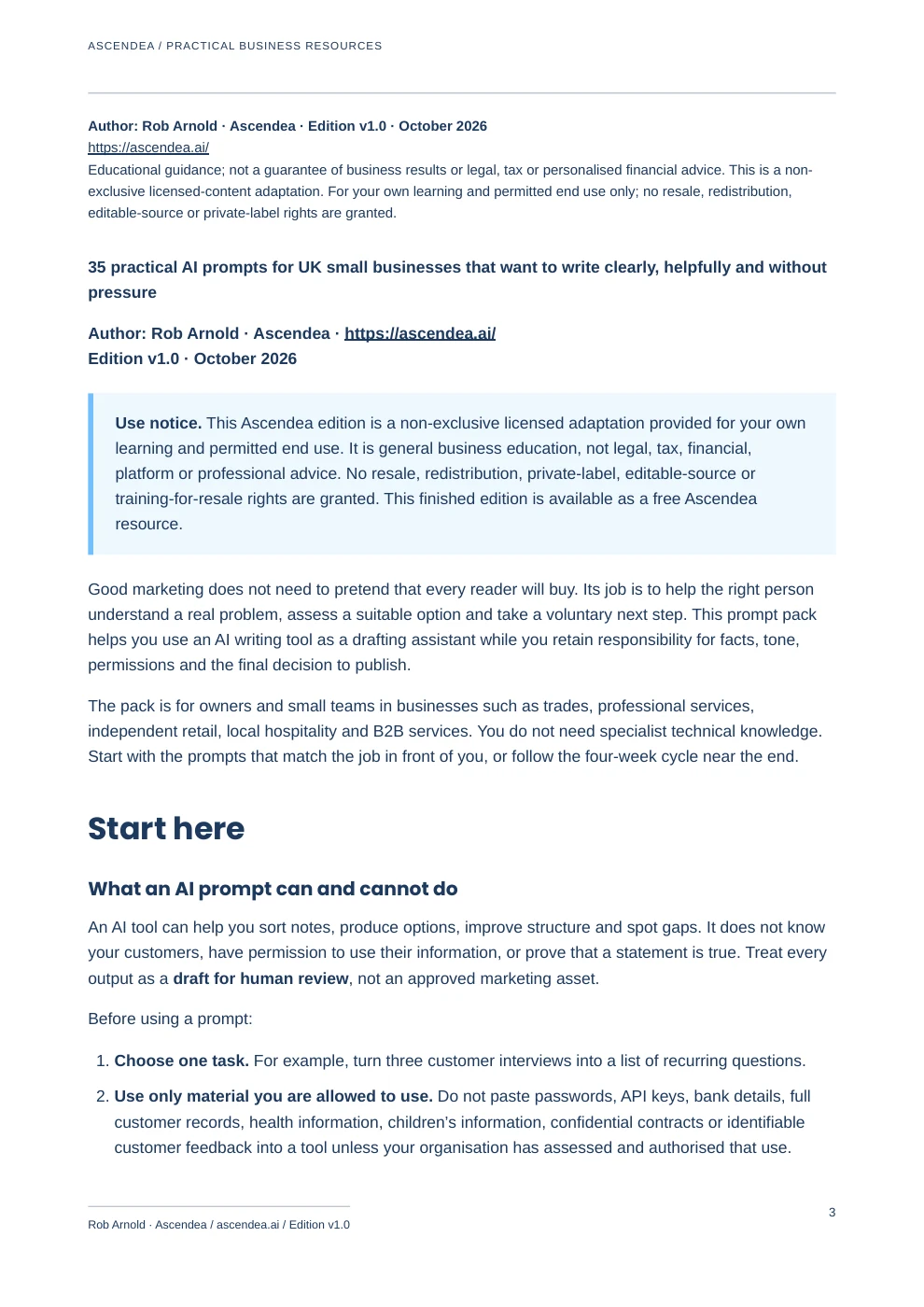 Preview of PDF page 3 from Authentic Marketing Content Prompt Pack