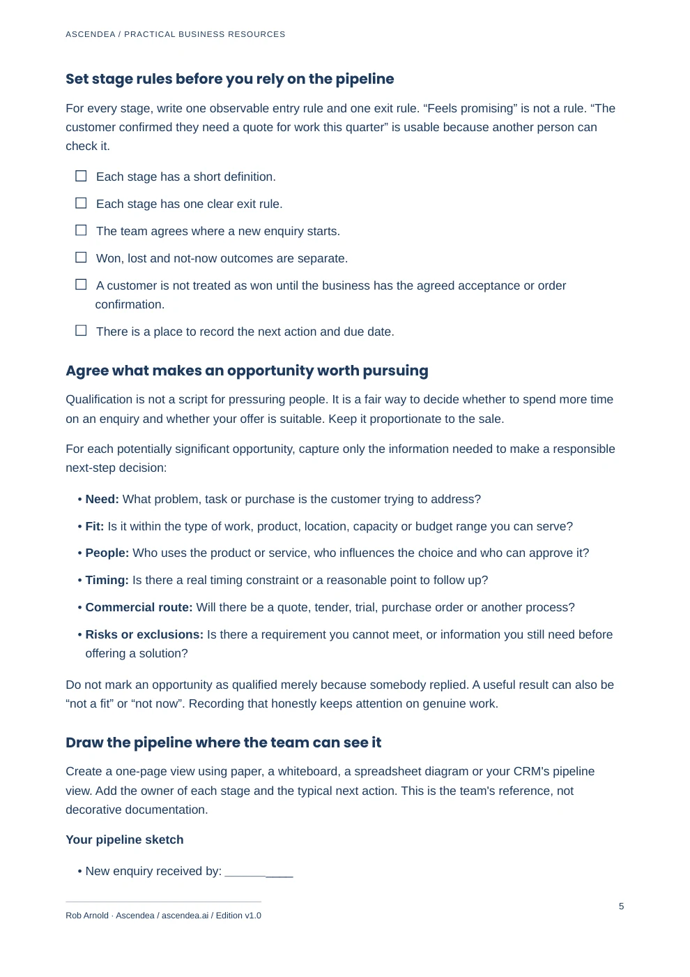 Preview of PDF page 5 from Build a Sales Pipeline System — Practical Checklist for UK Small Businesses