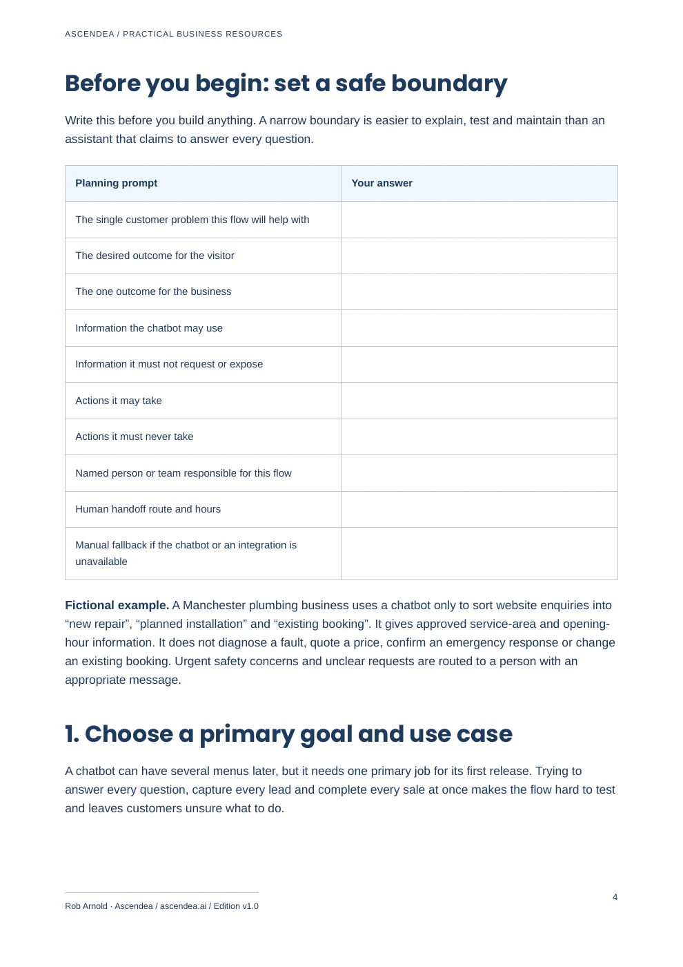 Preview of PDF page 4 from Website Chatbot Conversation Flow Builder