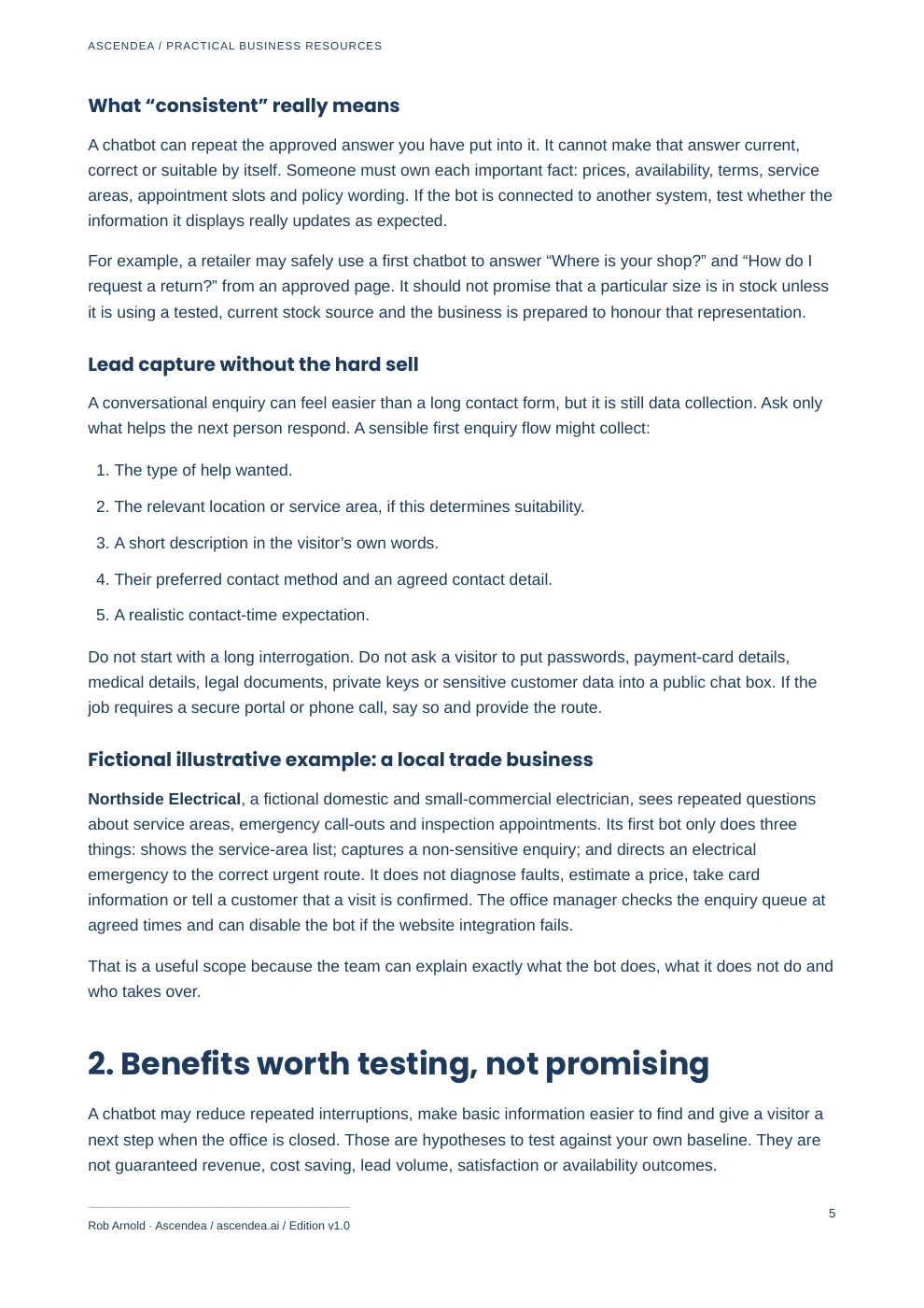 Preview of PDF page 5 from Chatbots for UK Small Businesses: A Practical Decision & Implementation Workbook
