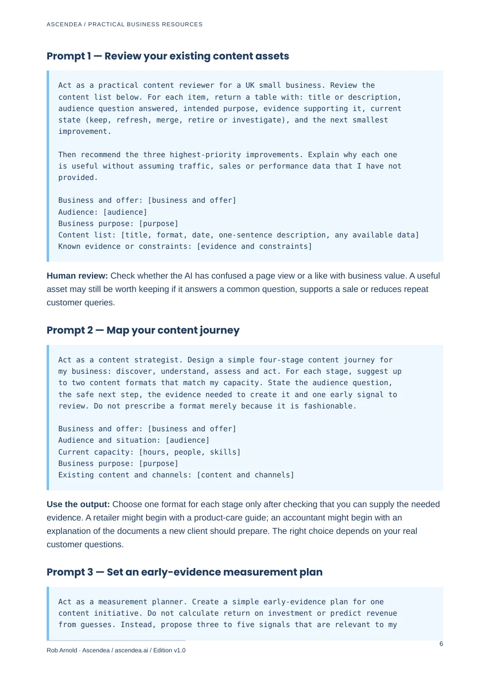 Preview of PDF page 6 from Content Marketing Prompt Workbook for UK Small Businesses