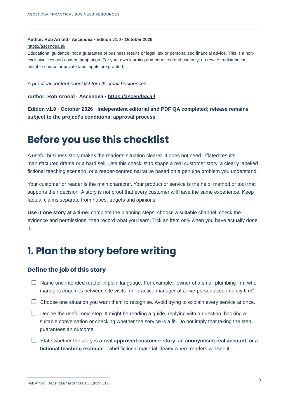 Preview of PDF page 3 from Narratives That Build Trust — Practical Content Checklist