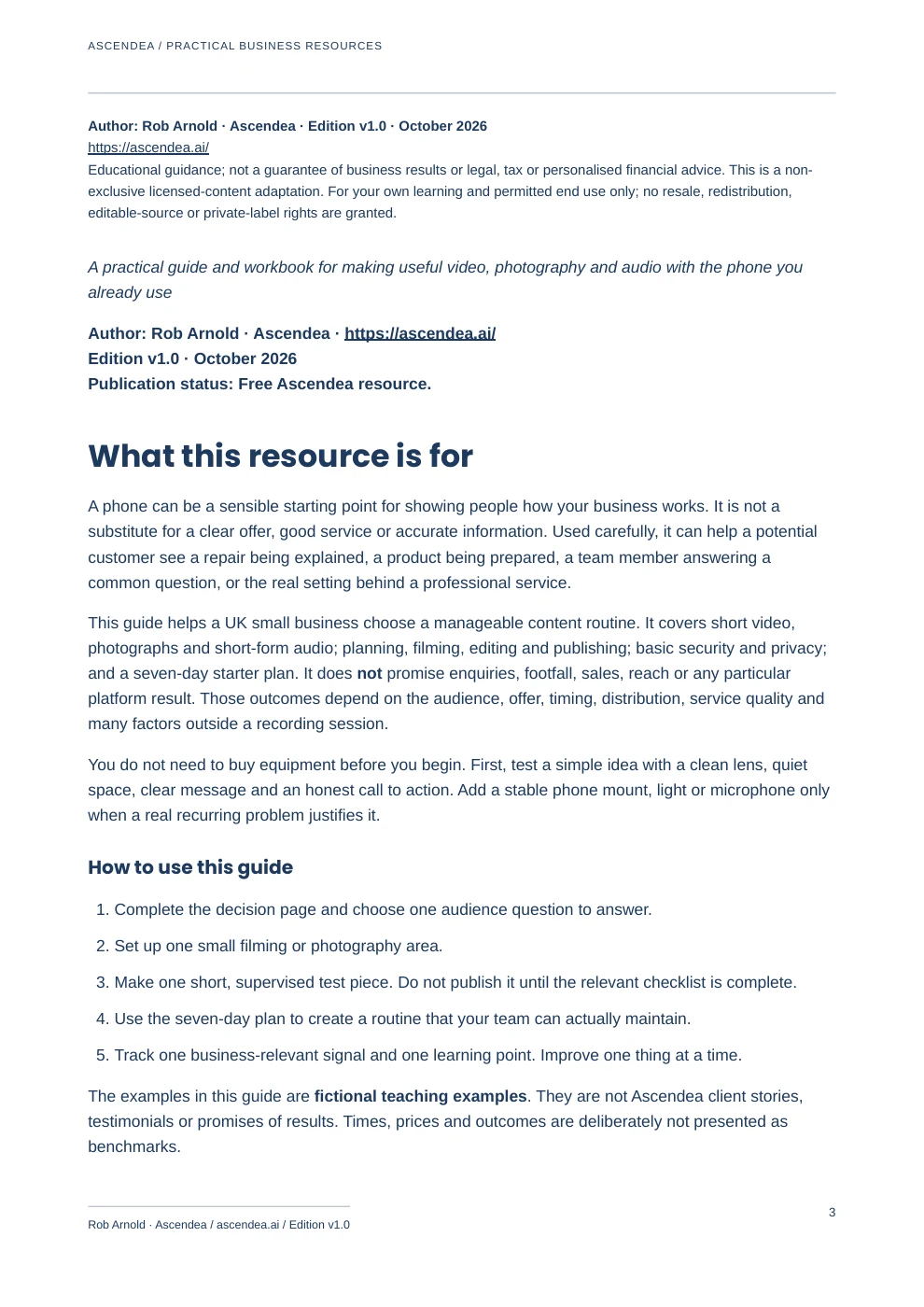 Preview of PDF page 3 from Phone-First Content Production for UK Small Businesses