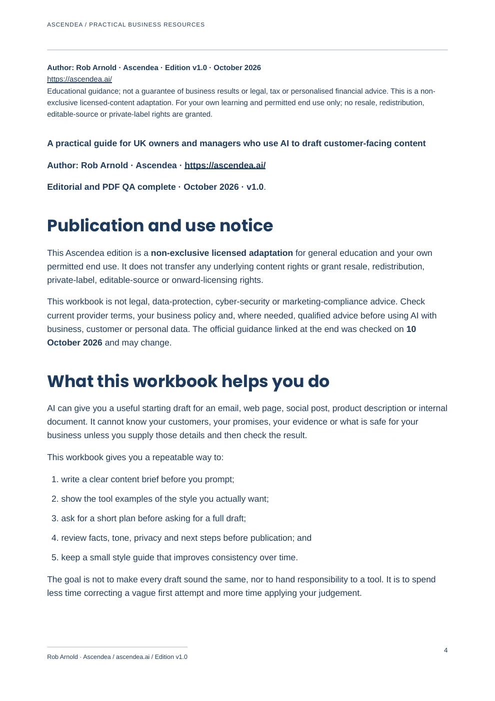 Preview of PDF page 4 from AI Content Briefing Workbook: Better First Drafts for Small Businesses