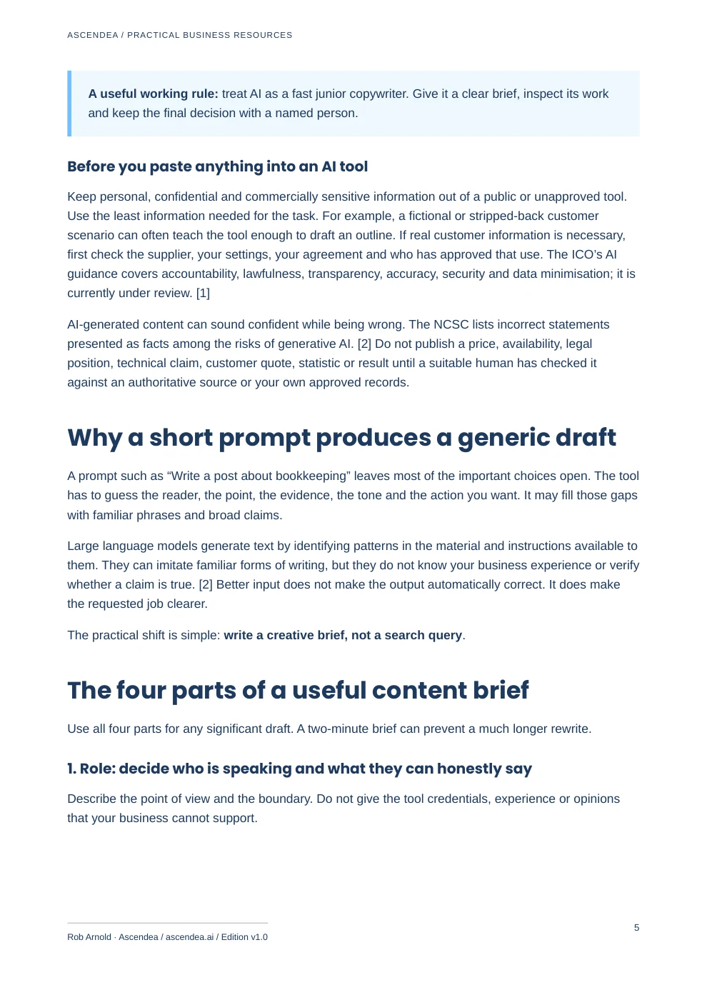 Preview of PDF page 5 from AI Content Briefing Workbook: Better First Drafts for Small Businesses