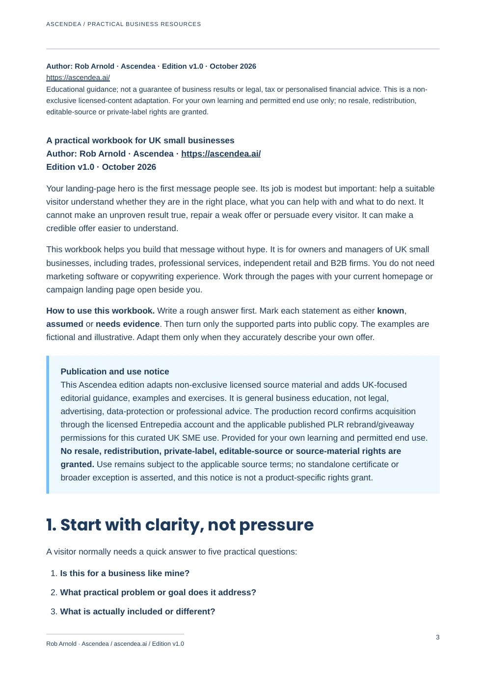 Preview of PDF page 3 from Landing-Page Hero Message Builder