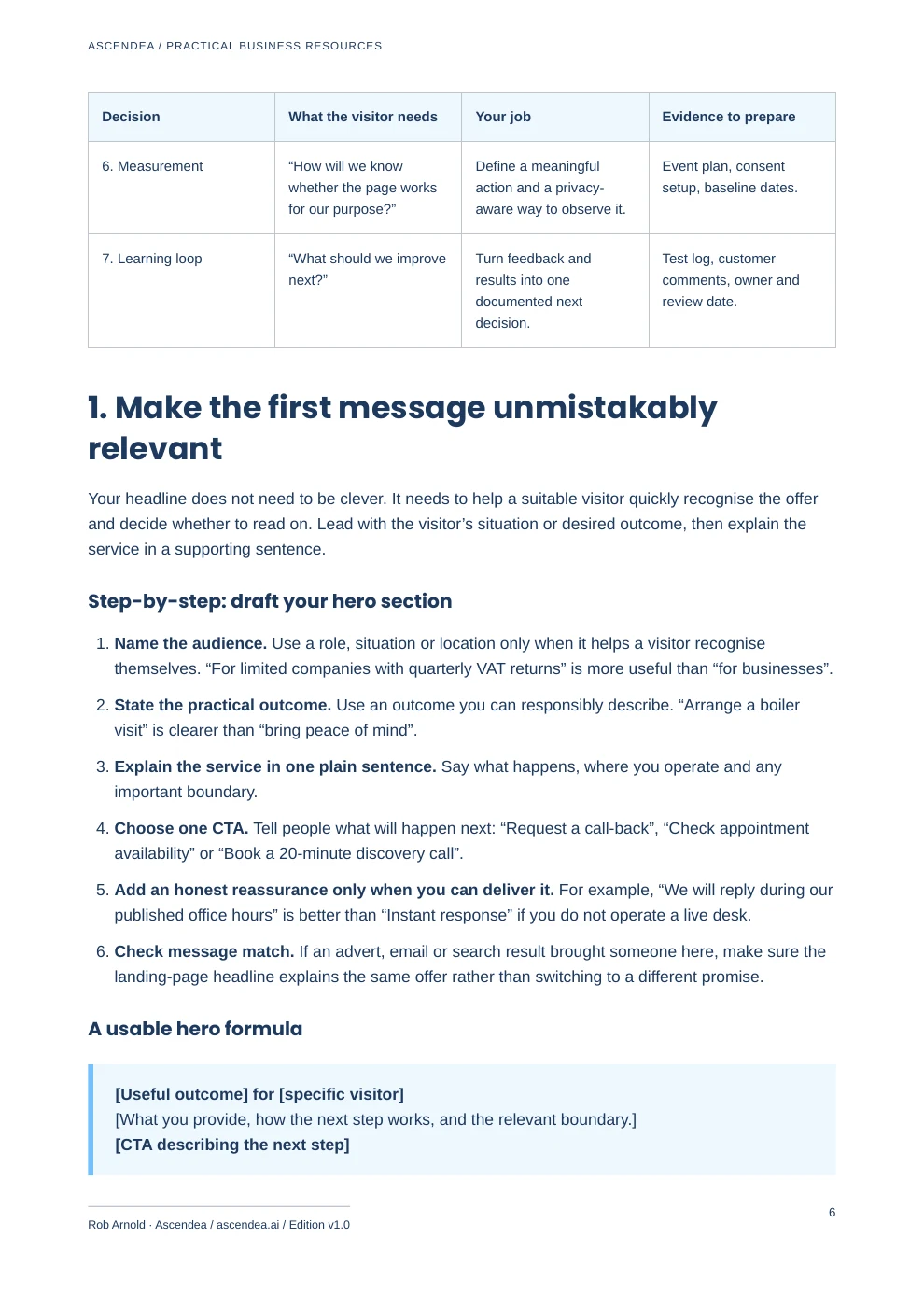 Preview of PDF page 6 from Landing Page Clarity & Trust