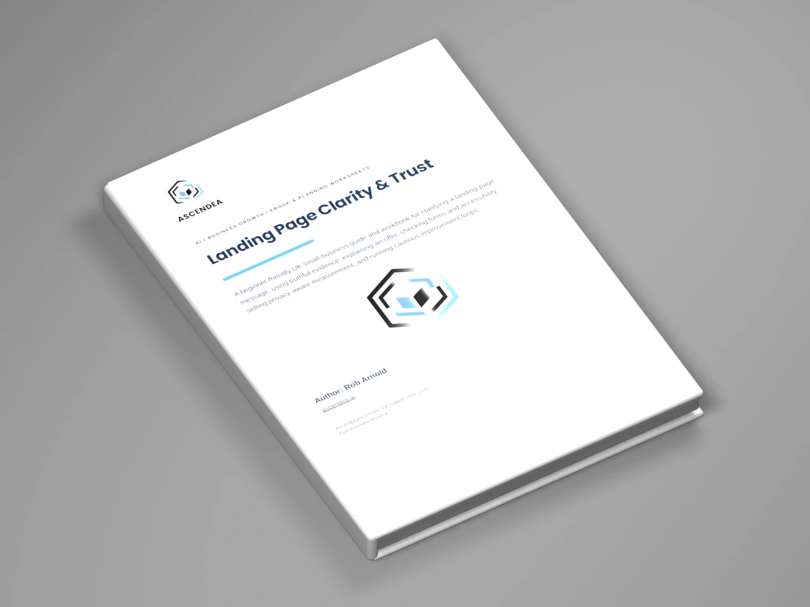 3D digital book mockup of Landing Page Clarity & Trust
