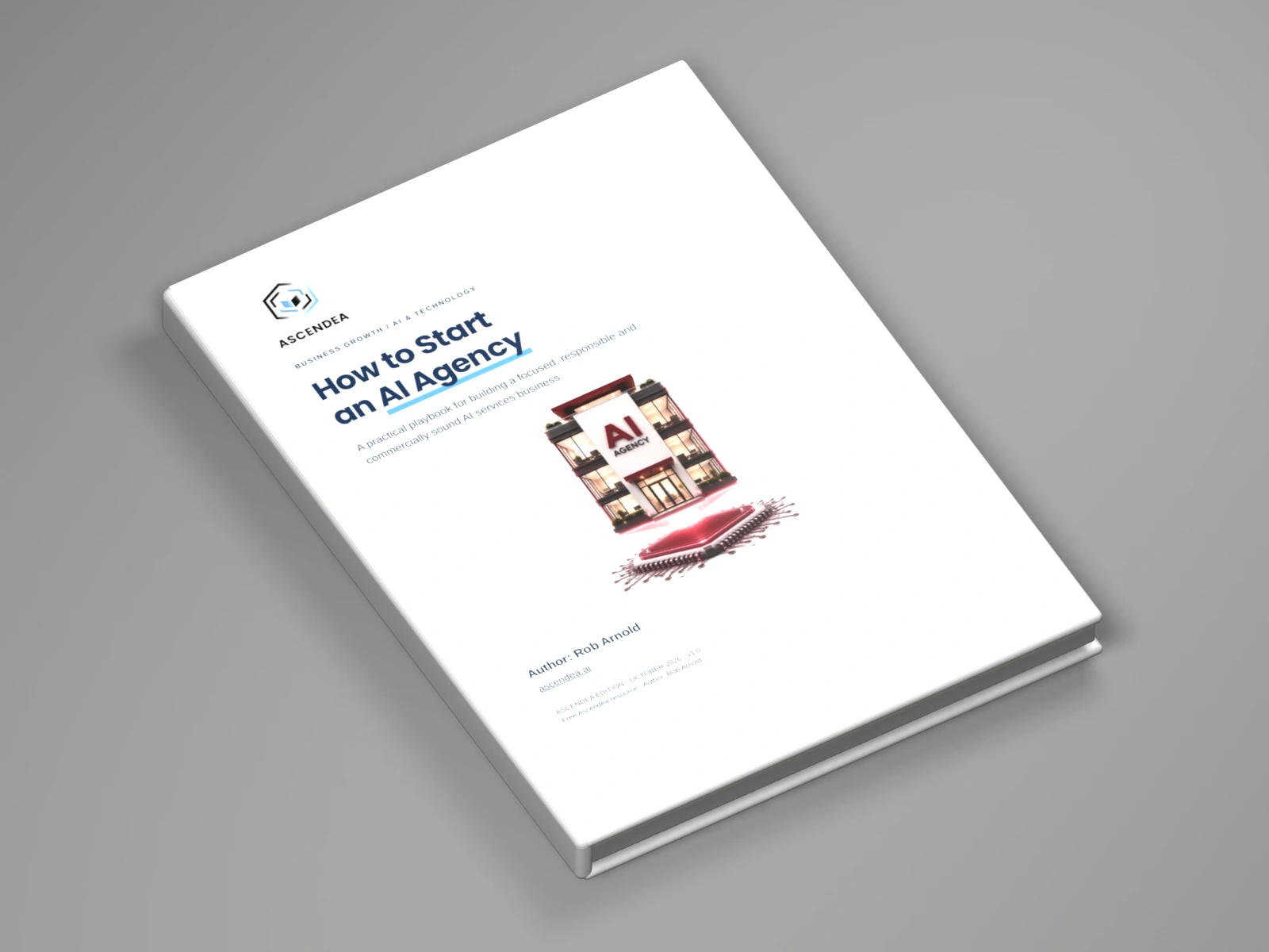 3D digital book mockup of How to Start an AI Agency