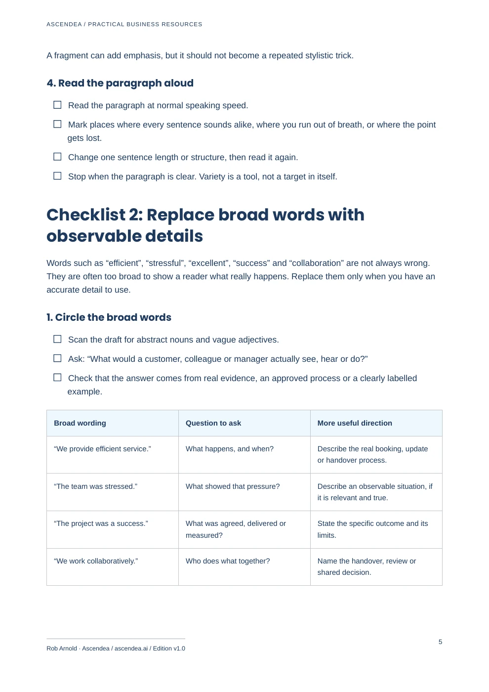 Preview of PDF page 5 from Humanise Your AI Copy — Practical Editing Checklist
