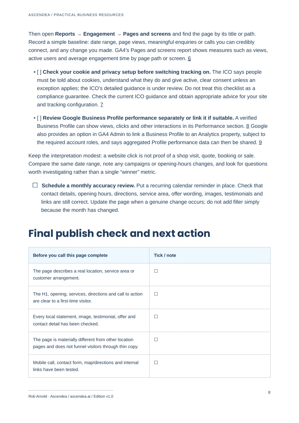 Preview of PDF page 8 from Local SEO Location Page Checklist for UK Small Businesses