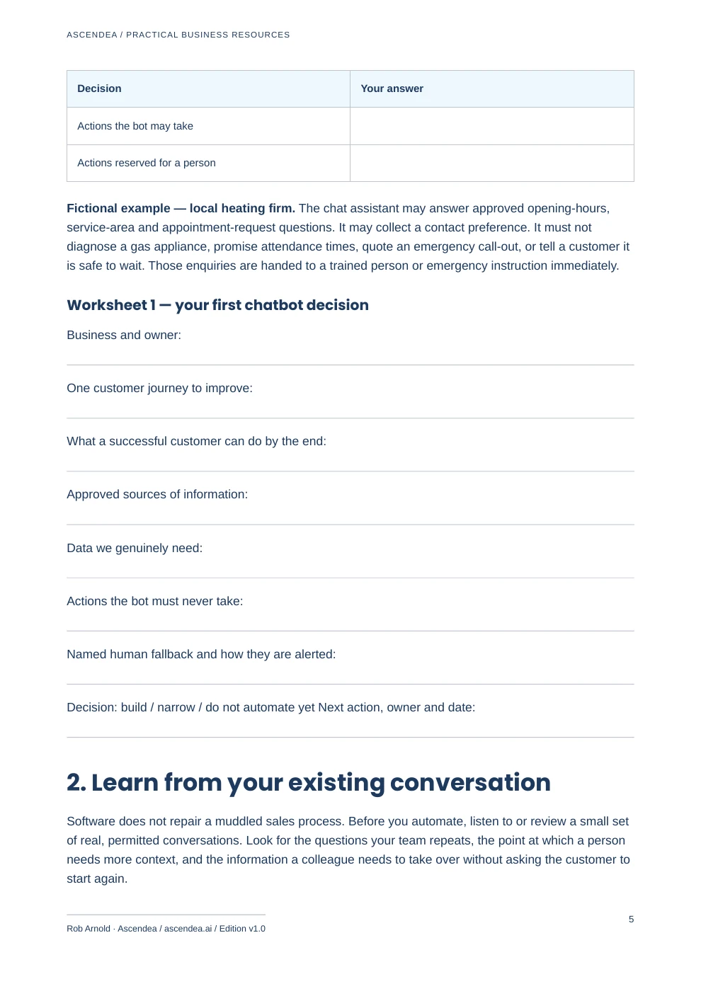 Preview of PDF page 5 from Sales Chatbot Playbook for UK Small Businesses