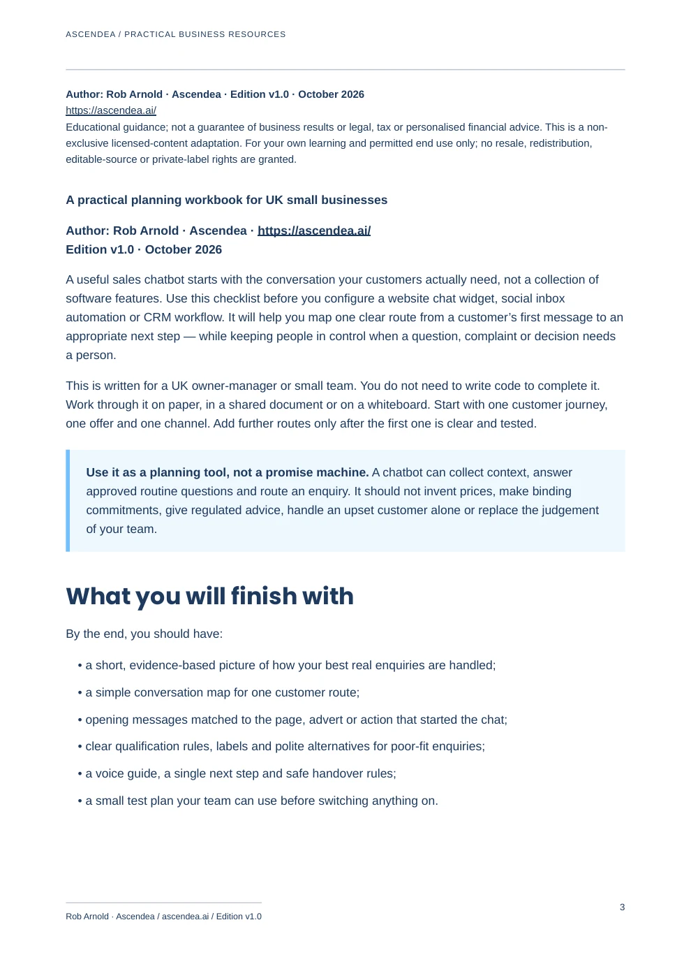 Preview of PDF page 3 from Plan Your Sales Chatbot — Strategy Mapping Checklist
