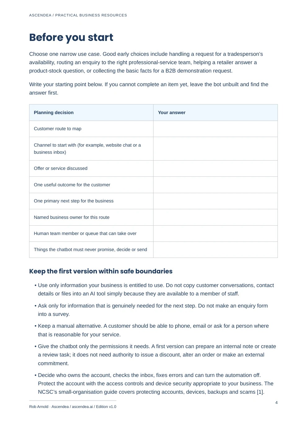 Preview of PDF page 4 from Plan Your Sales Chatbot — Strategy Mapping Checklist