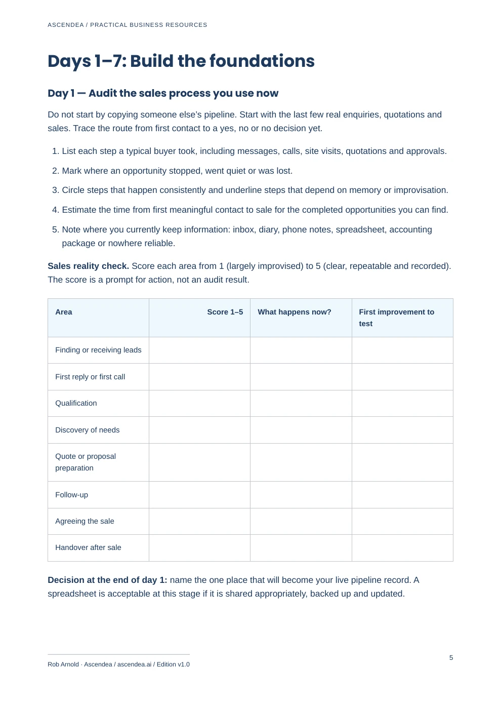 Preview of PDF page 5 from Build a Sales Pipeline in 30 Days — Practical Workbook for UK Small Businesses