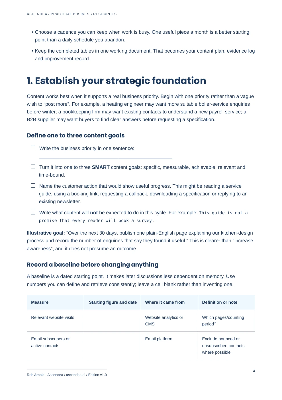 Preview of PDF page 4 from Content Strategy Builder — Practical Checklist for UK Small Businesses