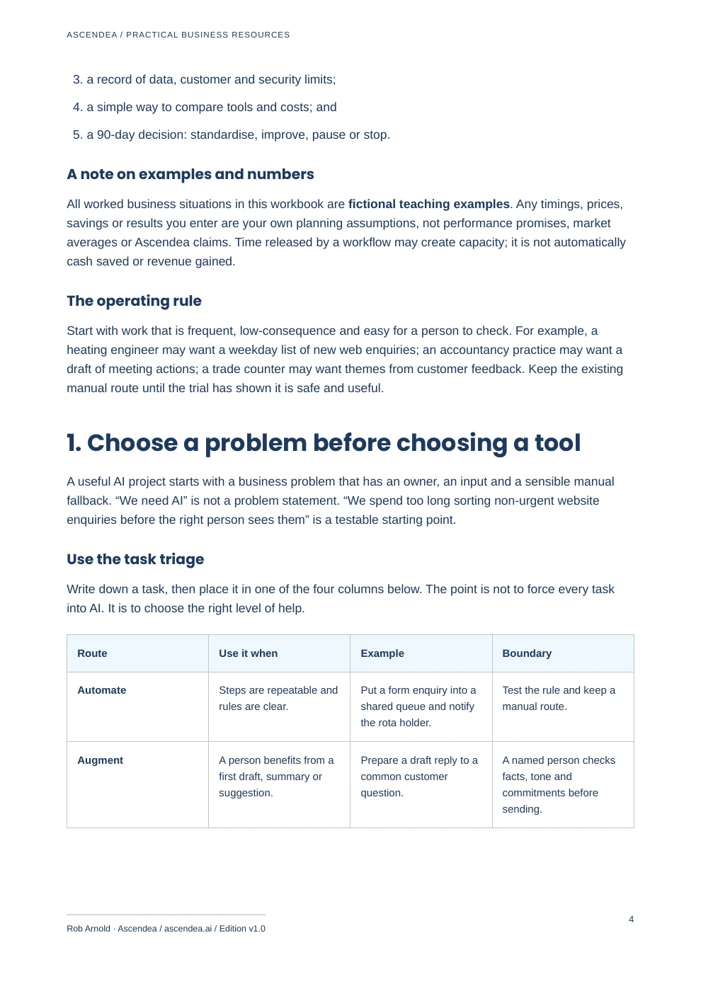 Preview of PDF page 4 from The Small Business AI Toolbox — UK Tool Selection & 90-Day Implementation Workbook