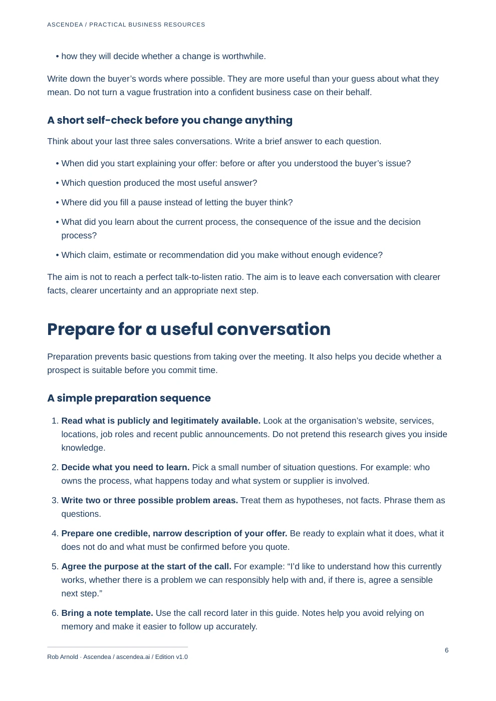 Preview of PDF page 6 from Better Sales Discovery Conversations — A Practical SPIN Questioning Guide for UK SMEs