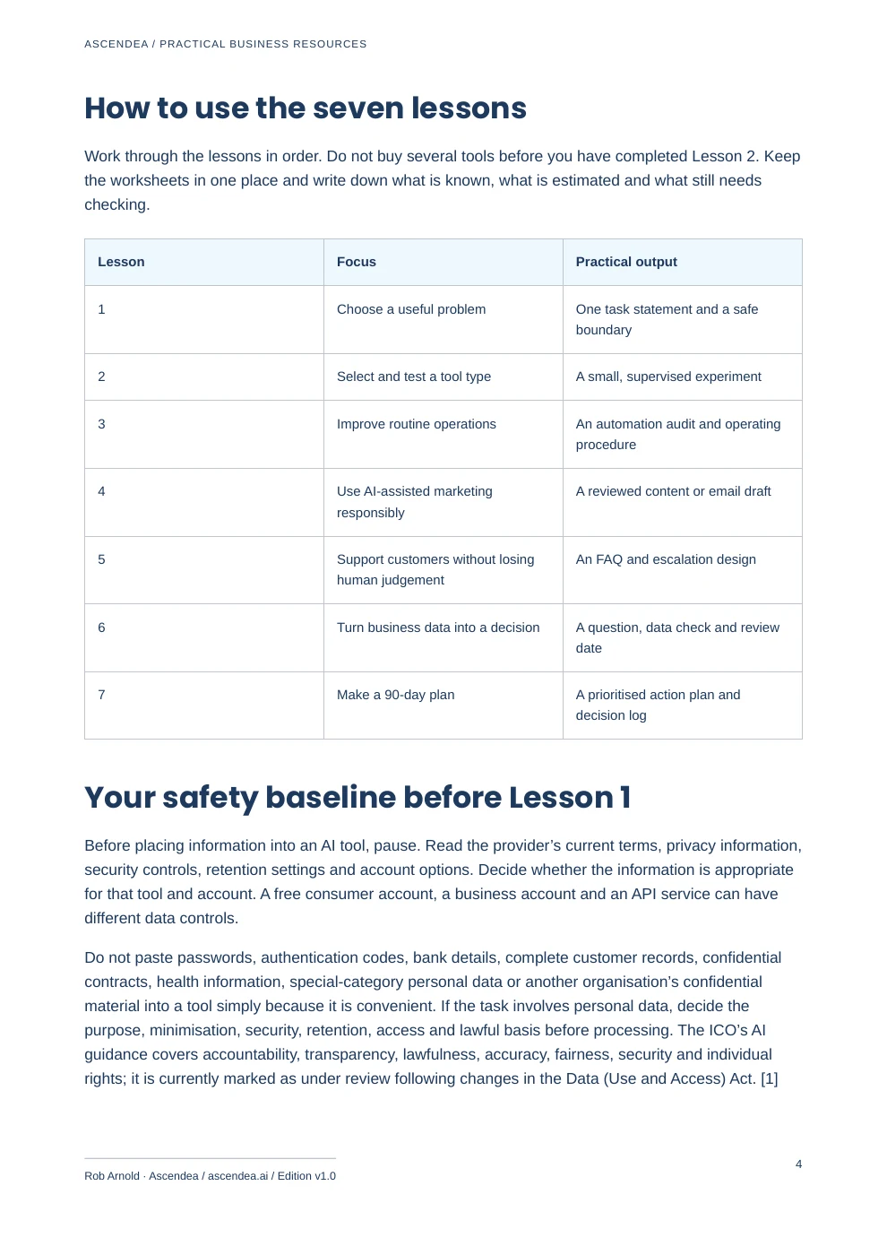 Preview of PDF page 4 from AI for Your UK Small Business — A Practical Seven-Lesson Workbook