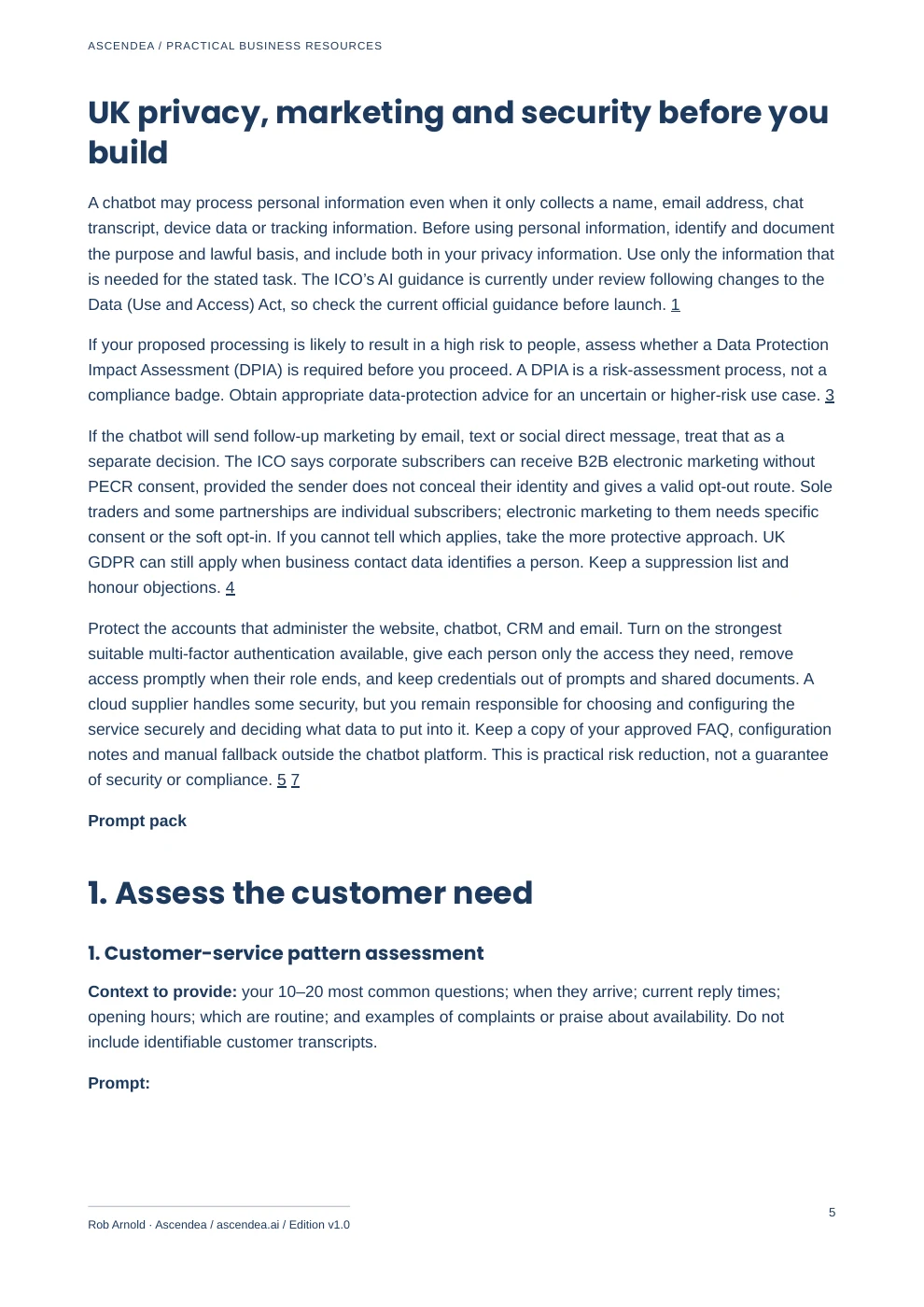 Preview of PDF page 5 from Website Chatbot Implementation Prompt Pack