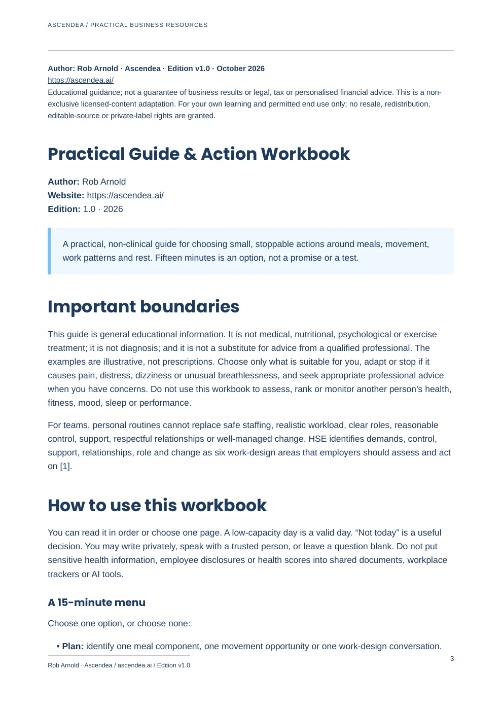Preview of PDF page 3 from 15-Minute Wellbeing for Busy SME Teams — Practical Guide & Action Workbook