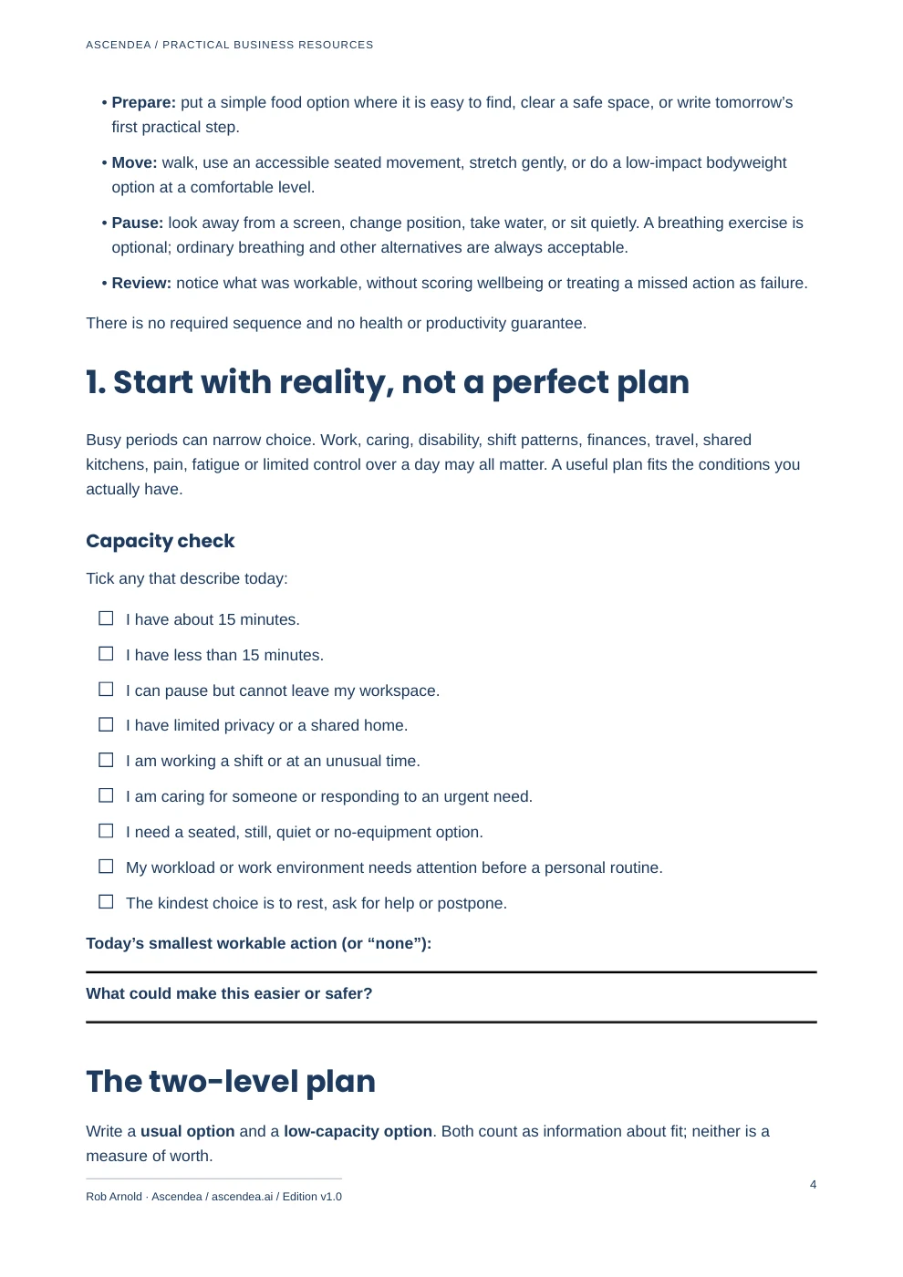 Preview of PDF page 4 from 15-Minute Wellbeing for Busy SME Teams — Practical Guide & Action Workbook
